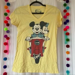 DISNEYLAND Cute pastel yellow Mickey and Minnie retro style tee